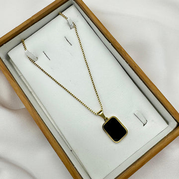 Black & White Double Side Rectangle Shell Pendant