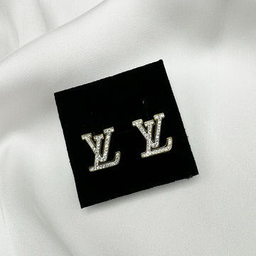 Louis Vuitton Silver LV Crystal Stud Earrings