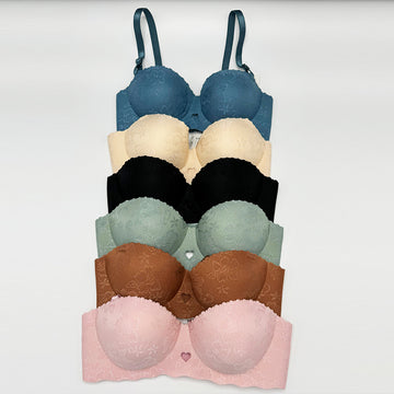 Thin Pad Half Cup Embroidered Bra