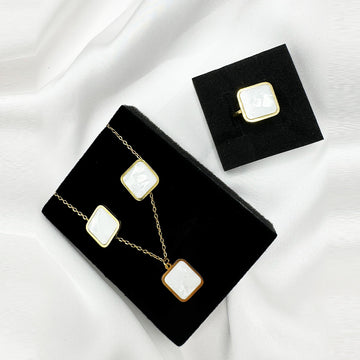 White Square Jewelry Set