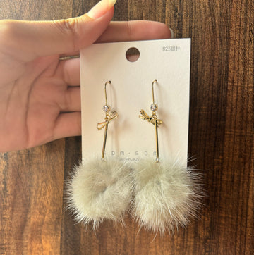 Mink Hair Pom Earrings – Timeless Elegance