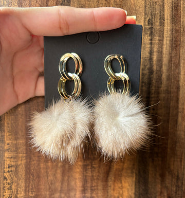 Fox Fur Pom Earrings – Luxe Fashion Statement