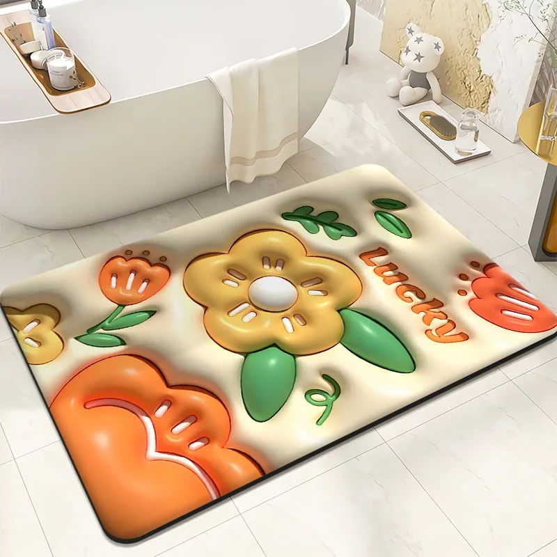 Anti Slip Water Absorb 3D Cut Flower Door Mat