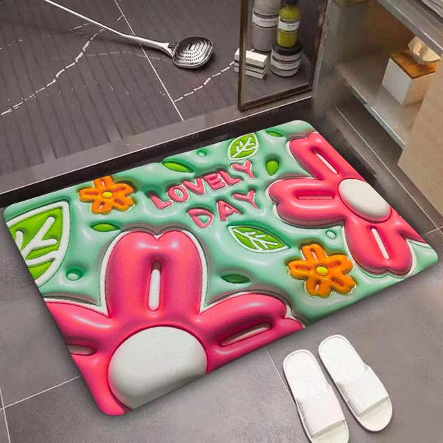 Anti Slip Water Absorb 3D Cut Flower Door Mat