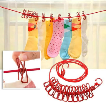 Clip & Hang Portable Clothesline With 12 Clips