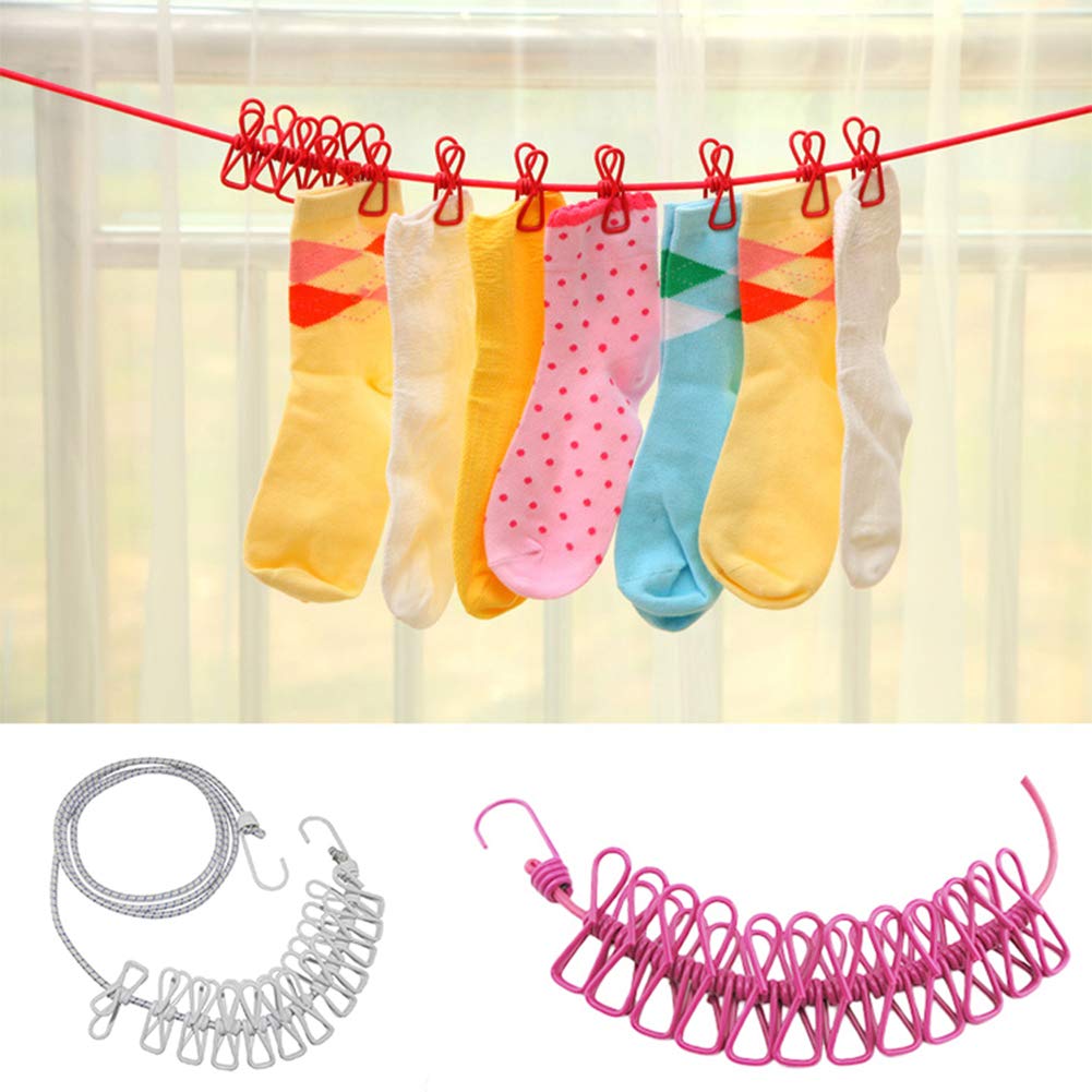 Clip & Hang Portable Clothesline With 12 Clips