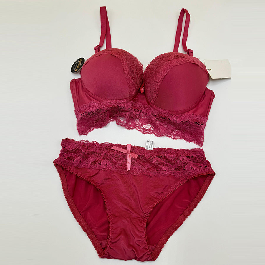 Red Lace Pushup Bra and Panty Set