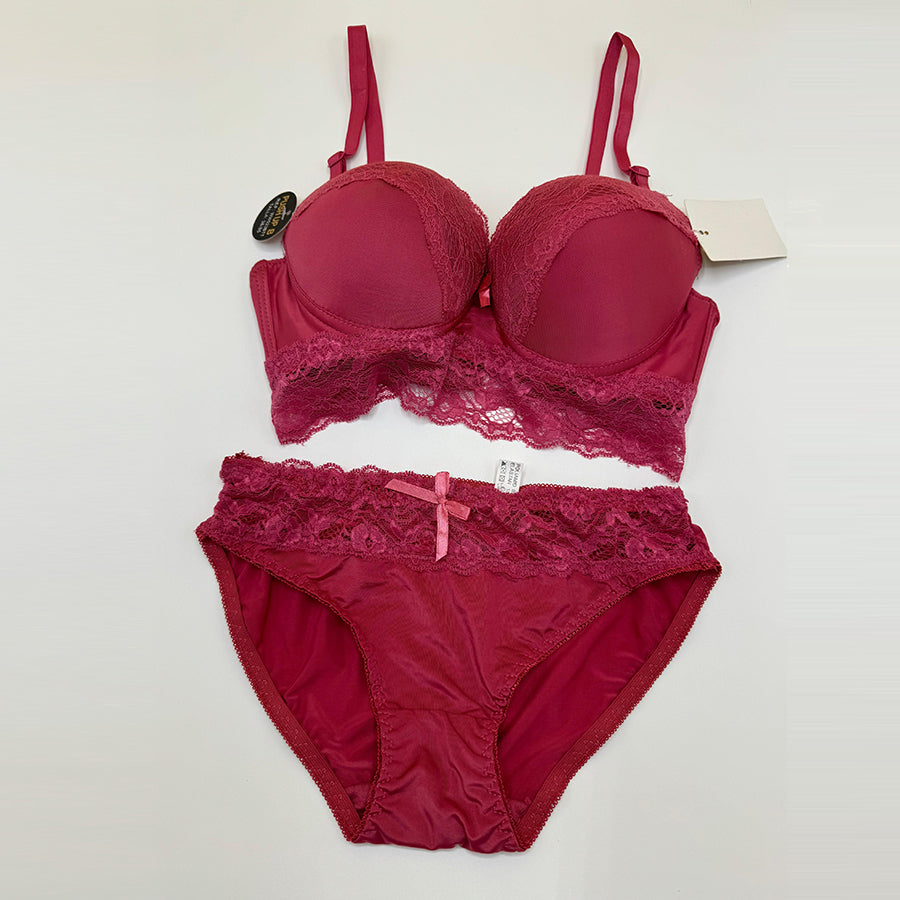 Red Lace Pushup Bra and Panty Set